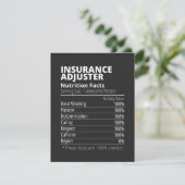 Carte De Remerciements Insurance Adjuster Nutrition Facts Funny (Debout devant)