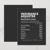Carte De Remerciements Insurance Adjuster Nutrition Facts Funny (Devant / Derrière)