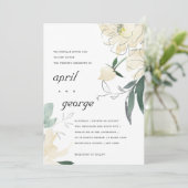 CARTE DE REMERCIEMENTS INVITER À UN MARIAGE FLORAL EN IVOIRE CLAIR ET BLA (Debout devant)