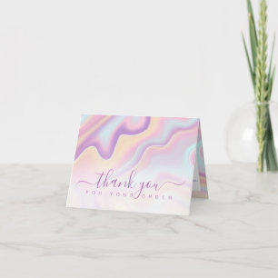 Carte De Remerciements Iridescent Holographic Thank you for your Order