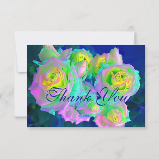 Carte De Remerciements Iridescente esthétique Roses précoces (Devant)
