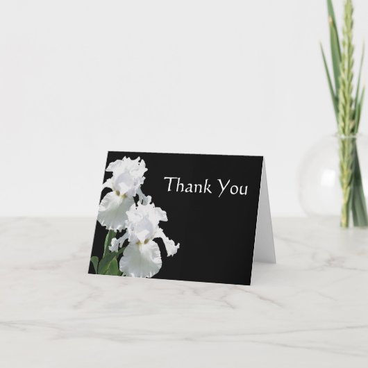 Carte De Remerciements Iris blancs sur le noir (Devant)