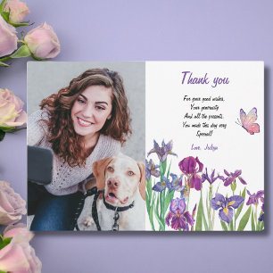 Carte De Remerciements Iris flower Photo Anniversaire