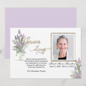 Carte De Remerciements Iris - Remerciement de sympathie or personnalisé a (Devant / Derrière)