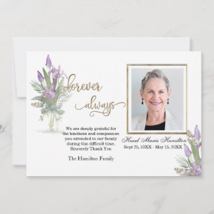 Carte De Remerciements Iris - Remerciement de sympathie or personnalisé a