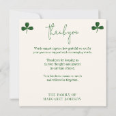 Carte De Remerciements Irish St Patrick Condolence de sympathie religieus (Dos)