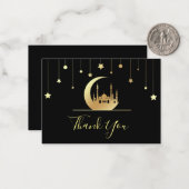 Carte de remerciements islamique de l'or noir (Devant/Arrière en situation)