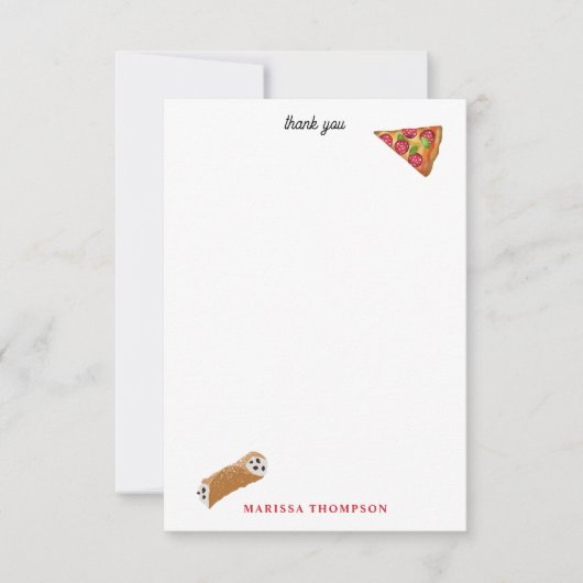 Carte De Remerciements Italian Food Pizza Pasta Tiramisu Pattern (Devant)