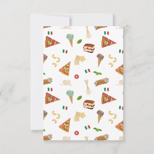 Carte De Remerciements Italian Food Pizza Pasta Tiramisu Pattern (Dos)