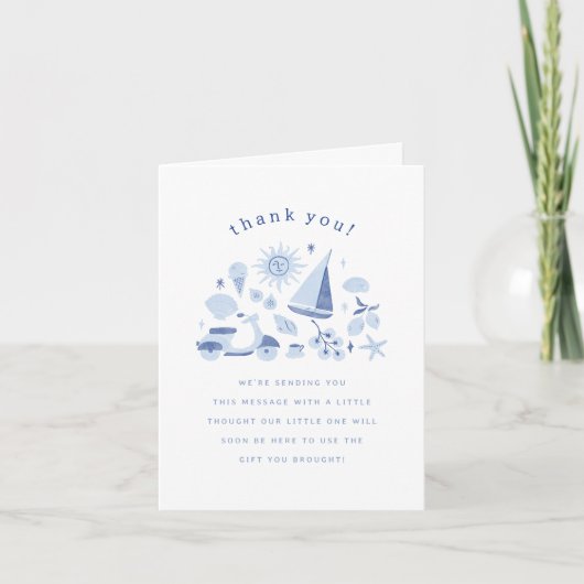 Carte De Remerciements Italian Summer Blue Boy Baby Shower Thank You (Devant)