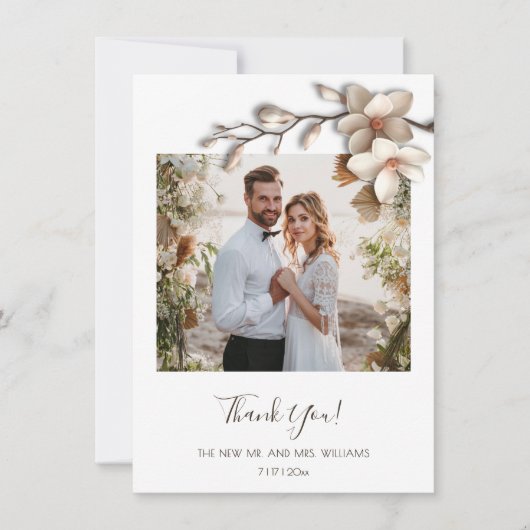 Carte De Remerciements Ivory 3D Magnolia Flower (Devant)