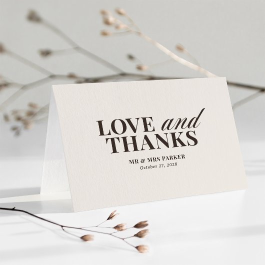 Carte De Remerciements Ivory and Brown Neutral | Classic Luxe Wedding