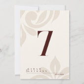 Carte De Remerciements Ivory Burgundy Classic Elegant Damask Table Number (Dos)