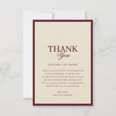 Carte De Remerciements Ivory & Burgundy Stripes Border Retro Wedding (Devant)