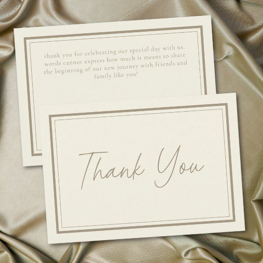 Carte De Remerciements Ivory Cream Minimalist Frame Wedding