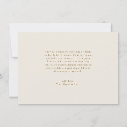 Carte De Remerciements Ivory Line Art Floral Mariage élégant (Dos)