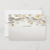 Carte De Remerciements Ivory White Floral Feuille or (Dos)