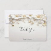 Carte De Remerciements Ivory White Floral Feuille or (Devant)