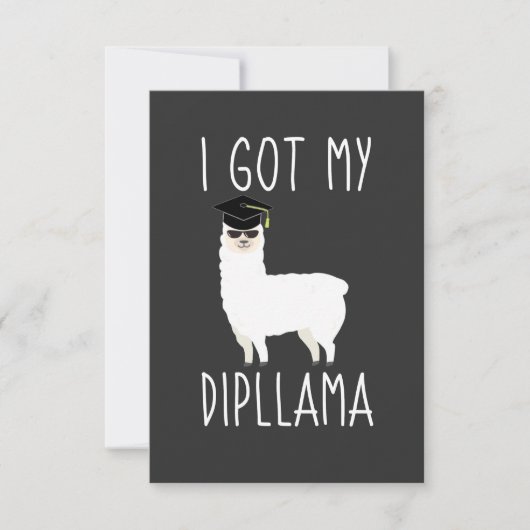Carte De Remerciements J'Ai Obtenu Mon Dipllama Graduation Llama Pun (Devant)