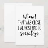 Carte De Remerciements J'Ai Presque Dû Socialiser (Devant / Derrière)