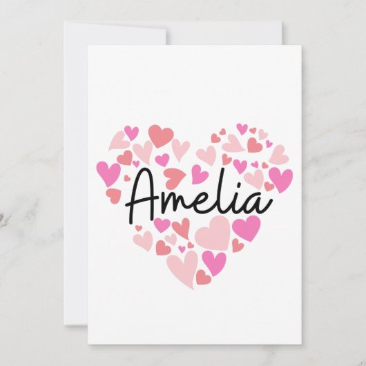 Carte De Remerciements J'aime Amelia (Devant)
