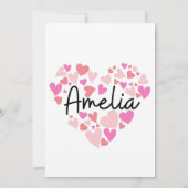 Carte De Remerciements J'aime Amelia (Dos)