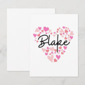 Carte De Remerciements J'aime Blake - coeurs pour Blake (Devant / Derrière)