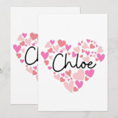 Carte De Remerciements J'aime Chloe (Devant / Derrière)