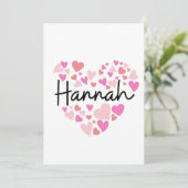 Carte De Remerciements J'aime Hannah (Debout devant)