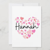 Carte De Remerciements J'aime Hannah (Dos)