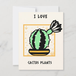 Carte De Remerciements J'aime les Plantes de Cactus
