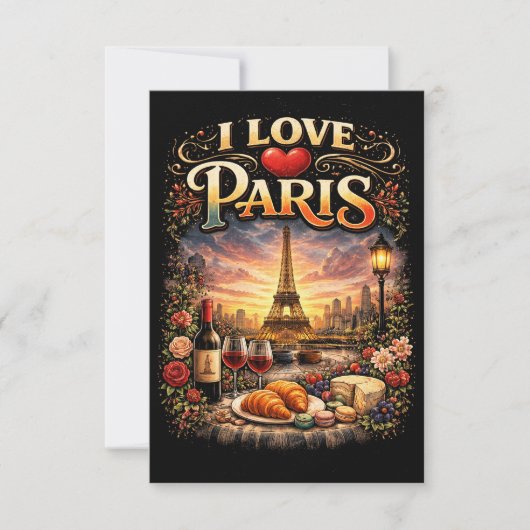 Carte De Remerciements J'aime Paris (Devant)