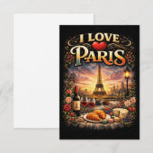Carte De Remerciements J'aime Paris (Devant / Derrière)