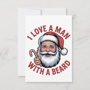Carte De Remerciements J'aime un homme avec une barbe Père Noël barbu Noë