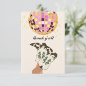 Carte De Remerciements Jambes de cowgirl moderne boule disco beige (Debout devant)