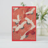 Carte de remerciements Japonais Red Kimono Cranes (Debout devant)