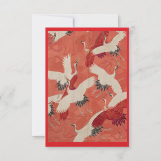 Carte de remerciements Japonais Red Kimono Cranes