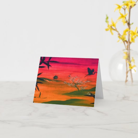 Carte de remerciements JAPONAISE ART SUNSET (Fleur jaune)