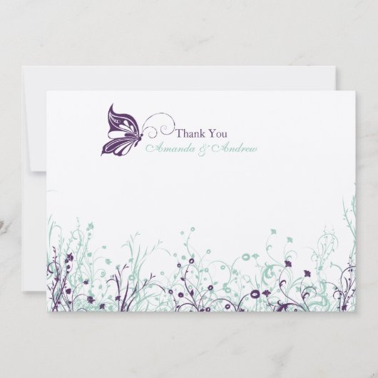 Carte de remerciements - jardin 9 de papillon (Devant)