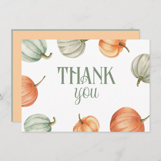 Carte De Remerciements Jardin Citrouille Automne (Devant / Derrière)