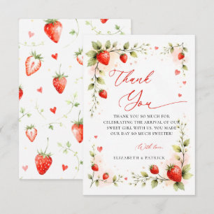 Carte De Remerciements Jardin de fraises doux comme un fruit, Baby Shower