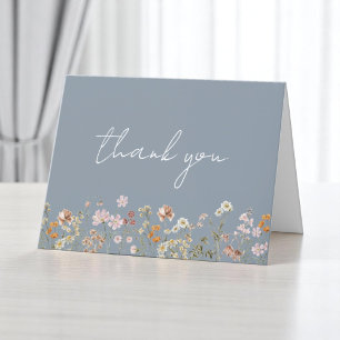 Carte De Remerciements Jardin de mariage Dusty Blue Wildflower