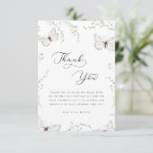 Carte De Remerciements Jardin de papillons blancs Remerciement pour la do (Debout devant)