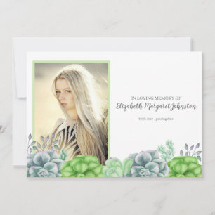 Carte De Remerciements Jardin de plantes succulentes élégant en mémoire f
