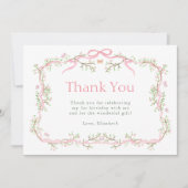 Carte De Remerciements Jardin de printemps rose et vert 1er anniversaire (Devant)