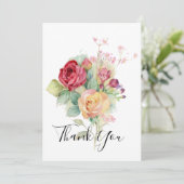 Carte De Remerciements Jardin de roses à l'aquarelle (Debout devant)