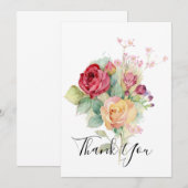 Carte De Remerciements Jardin de roses à l'aquarelle (Devant / Derrière)