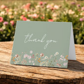 Carte De Remerciements Jardin du Baby shower Fleur sauvage Sage Green