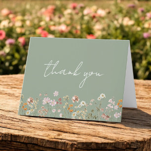Carte De Remerciements Jardin du Baby shower Fleur sauvage Sage Green