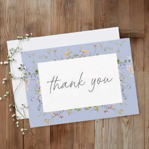 Carte De Remerciements Jardin élégant de fleurs sauvages bleues pour mari